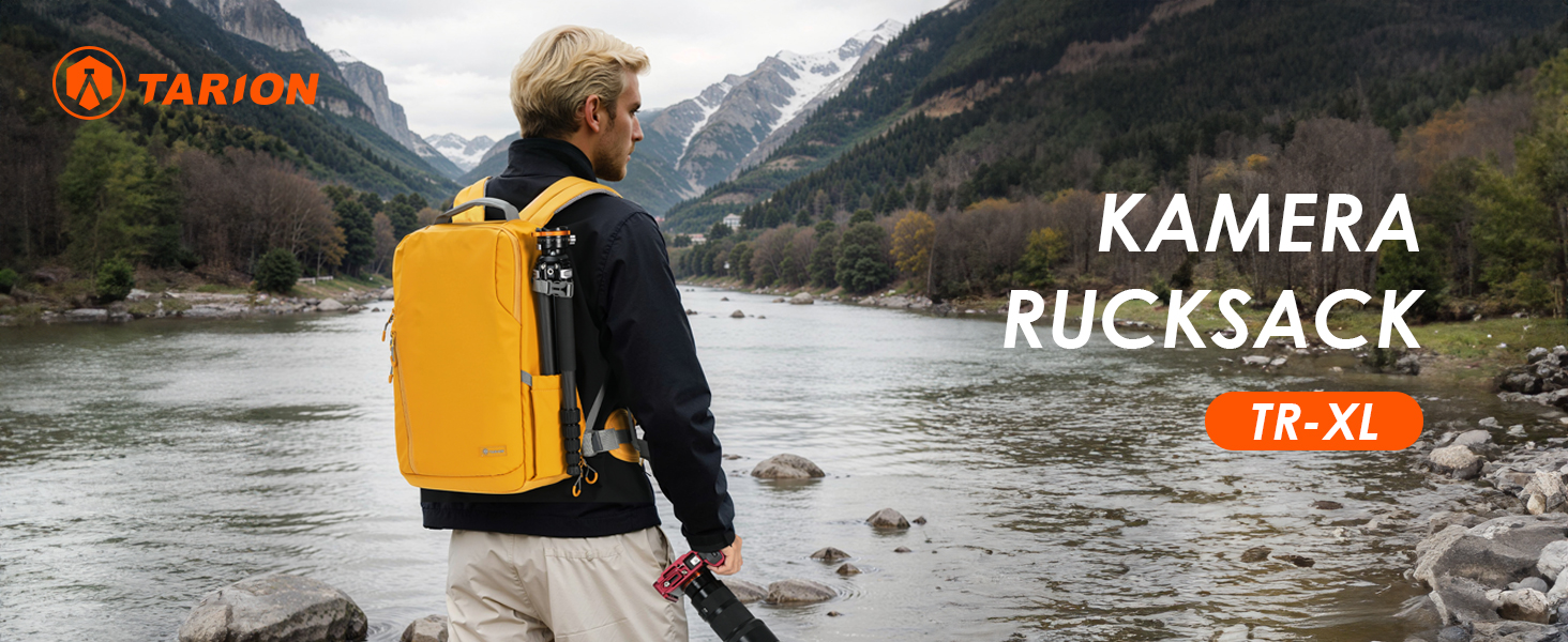 Рюкзак для камери Tarion TR-XL жовтий, водонепроникний, для DSLR з відділенням для ноутбука 15.6 дюймів та дощовиком