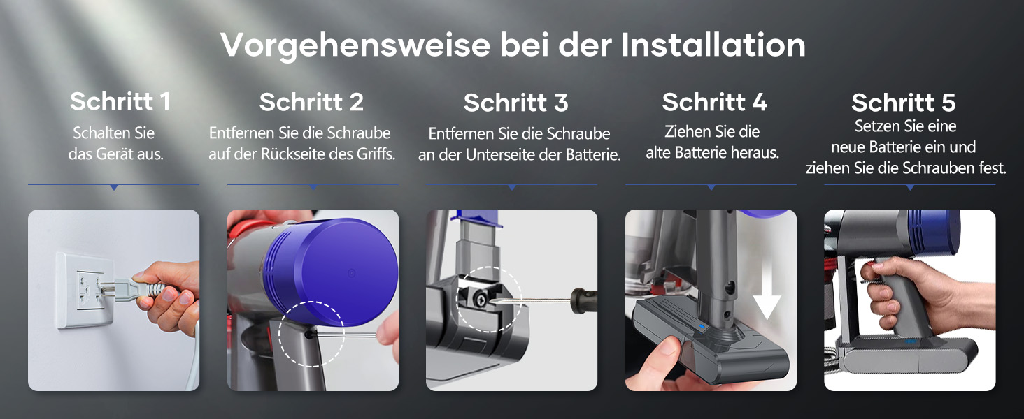 Акумулятор FLYLINKTECH 8.0Ah V8 для пилососів Dyson V8 Absolute/Animal/Fluffy/Motorhead SV10 з 2+1 фільтрами та 4 шурупами