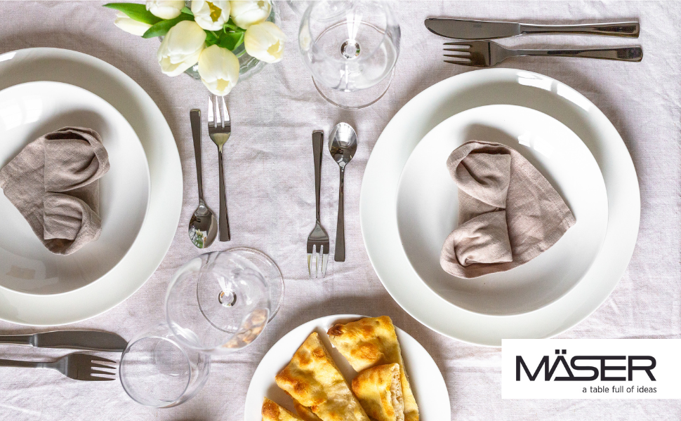 MÄSER Belmira: 12-Piece Porzellan Tableware Set for 6 - Elegant White Dinnerware