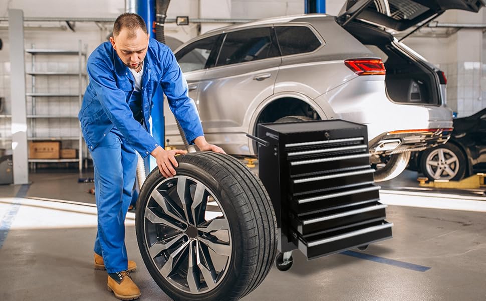 Arebos 7-Drawer Tool Cart with Central Lock