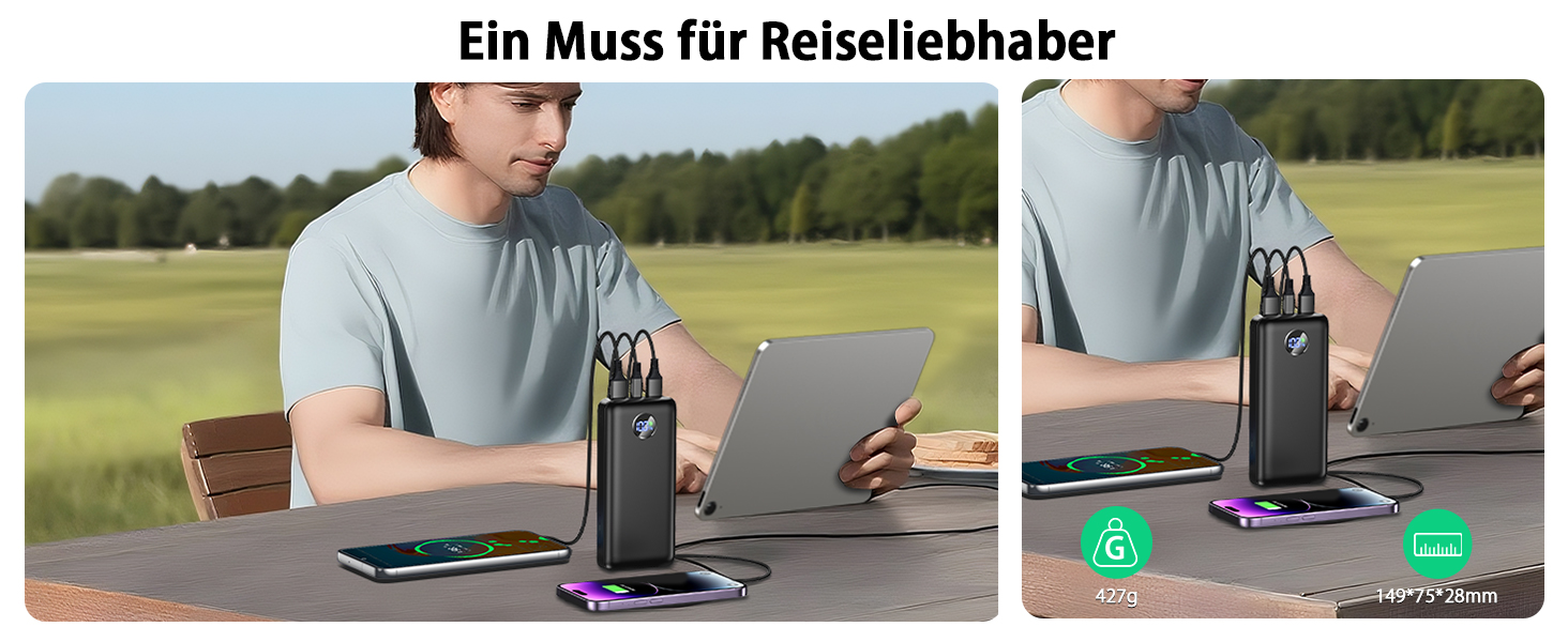 Power Bank 26800mAh з швидкою зарядкою 22.5W, USB-C, PD 3.0, QC 4.0, сумісний з iPhone та Samsung Galaxy