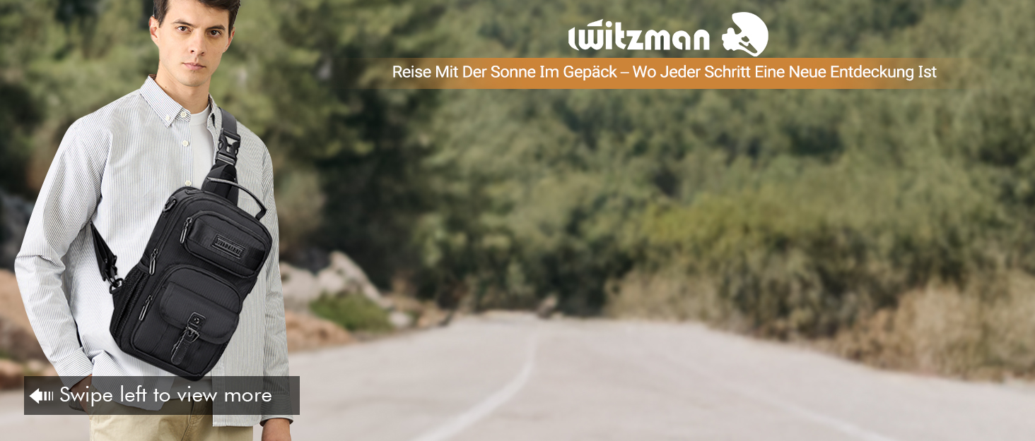 Сумка-слінг чоловіча WITZMAN для подорожей, нагрудна сумка, 8L, USB-порт для зарядки, легка чоловіча/жіноча сумка на плече