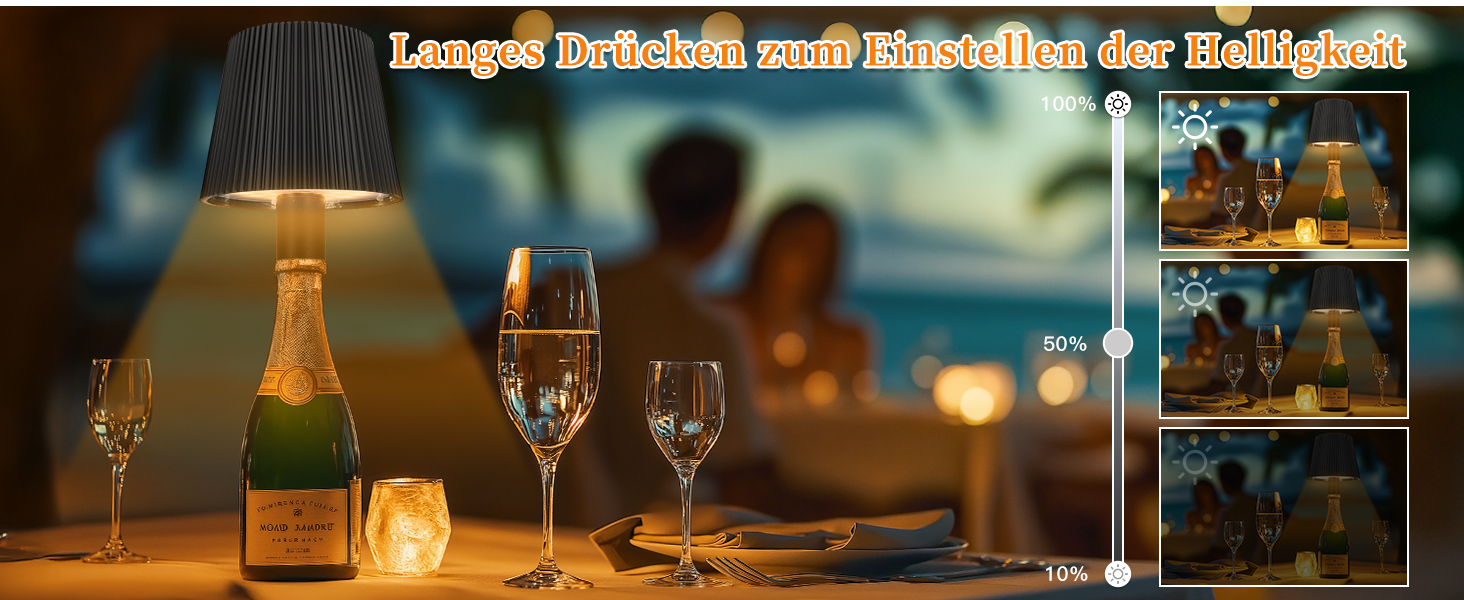 LED настільна лампа бездротова диммируемая, акумуляторна, чорна з USB-C, сенсорна, 3 колірні температури, плавне регулювання, регульована висота, IP54 вологостійка для внутрішнього та зовнішнього використання (чорний (2 шт))