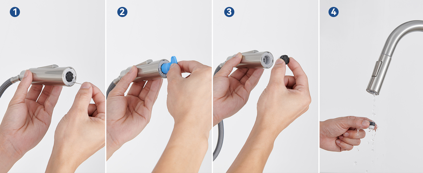 Змішувач кухонний Lonheo з висувною лійкою, високий поворотний кран для кухні, нержавіюча сталь, 2 режими струменя, для мийки