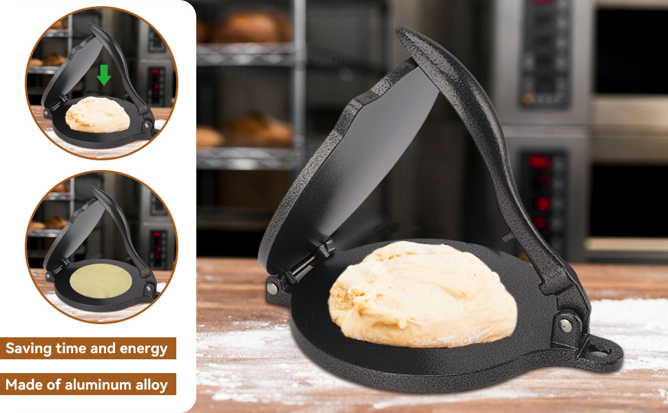 Пресс для тортилій Cyrank, ручний ротатор для роти, прес для тако та кесадільї, 20 см, чорний