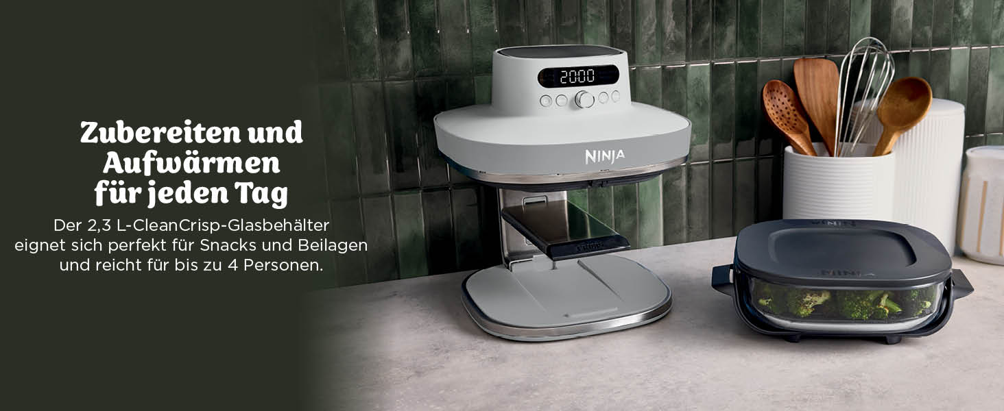Скляна аерофритюрниця Ninja CRISPi PRO XL з 5 функціями, біла