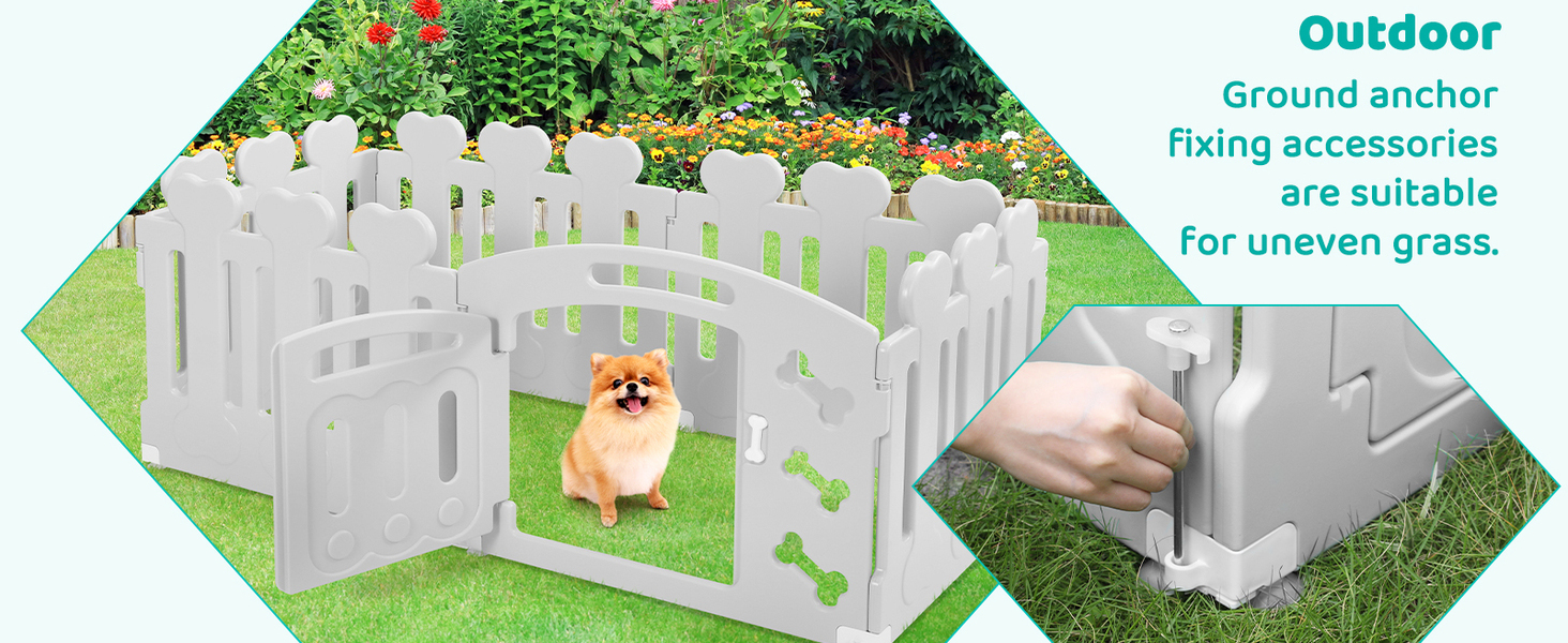 Laufstall для цуценят MAMIZO 60 см: пластиковий загончик з тором, сірий-білий, 5+1 панель