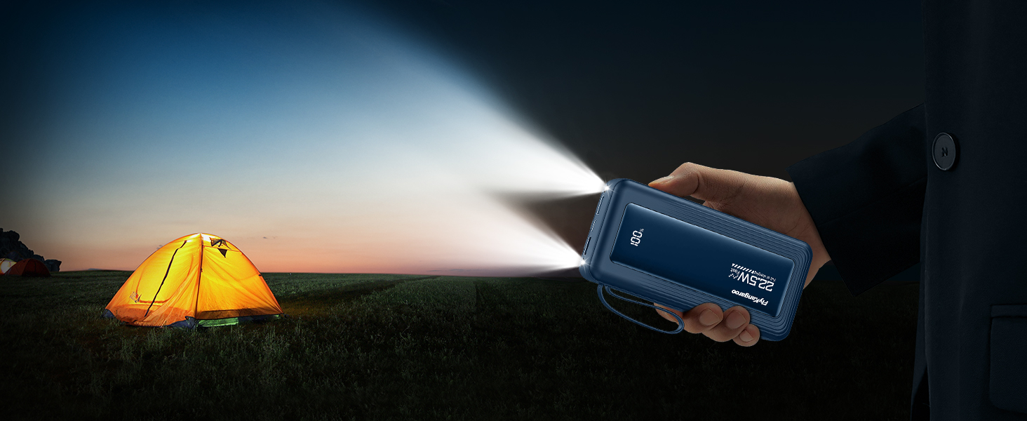 Портативний зарядний Power Bank 20000mAh з LED дисплеєм, 6 виходів, 2 входи, 22.5W, сумісний з iPhone, Samsung, Pixel, темно-синій