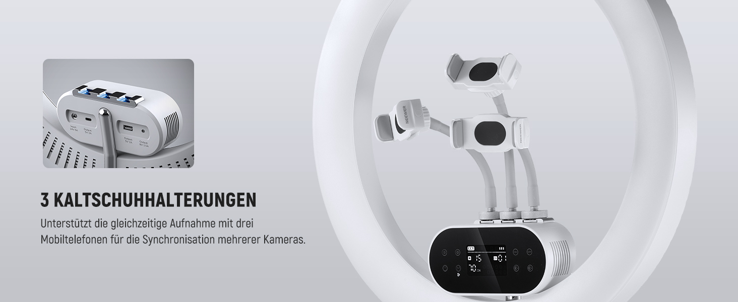 NEEWER Комплект кільцевого світла для фото та відео: 48 см, 52 Вт, регульоване LED, штатив, Bluetooth, для смартфона, YouTube, селфі (RH100B)