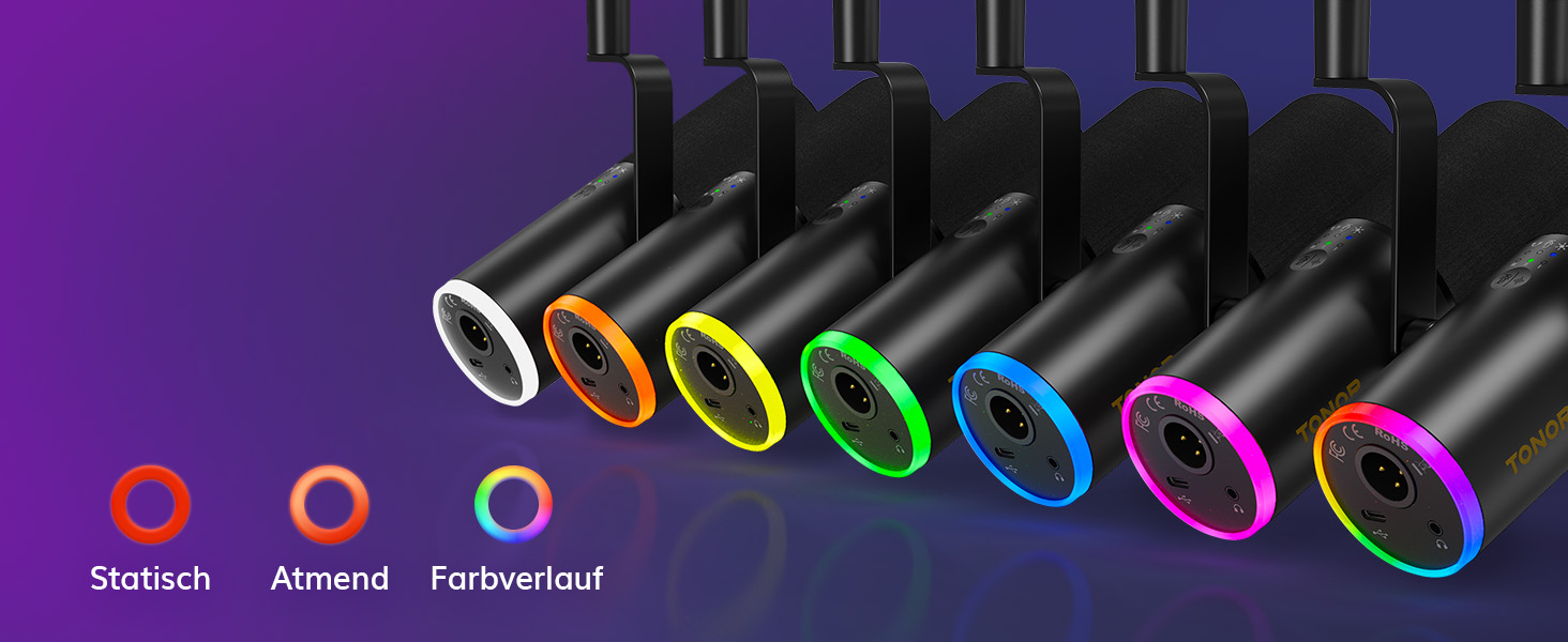 Професійний USB/XLR мікрофон TONOR TD510 AIR S+H для стрімінгу та подкастів з AI шумозаглушенням, RGB підсвіткою, кріпленням-пантографом, чорний