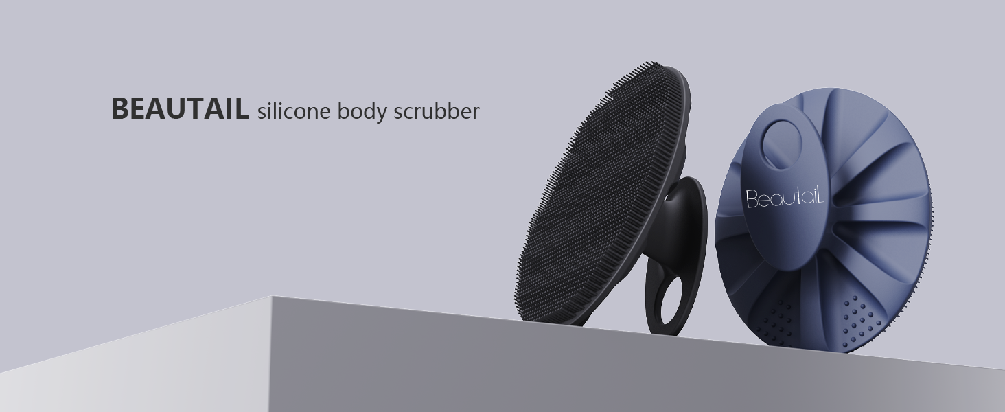 Силіконова щітка для тіла - скрабер для душу, м'які щетинки, для чутливої шкіри, чорний