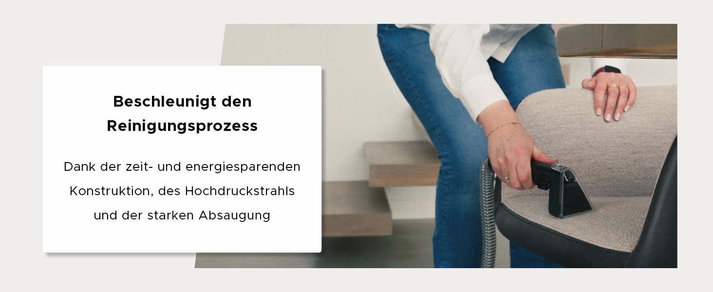 Теперішній мийний пилосос Motionflow з нагрівом - 1200W для килимів, меблів, авто. 4 насадки, самоочищення, 15с нагрів. Чорний