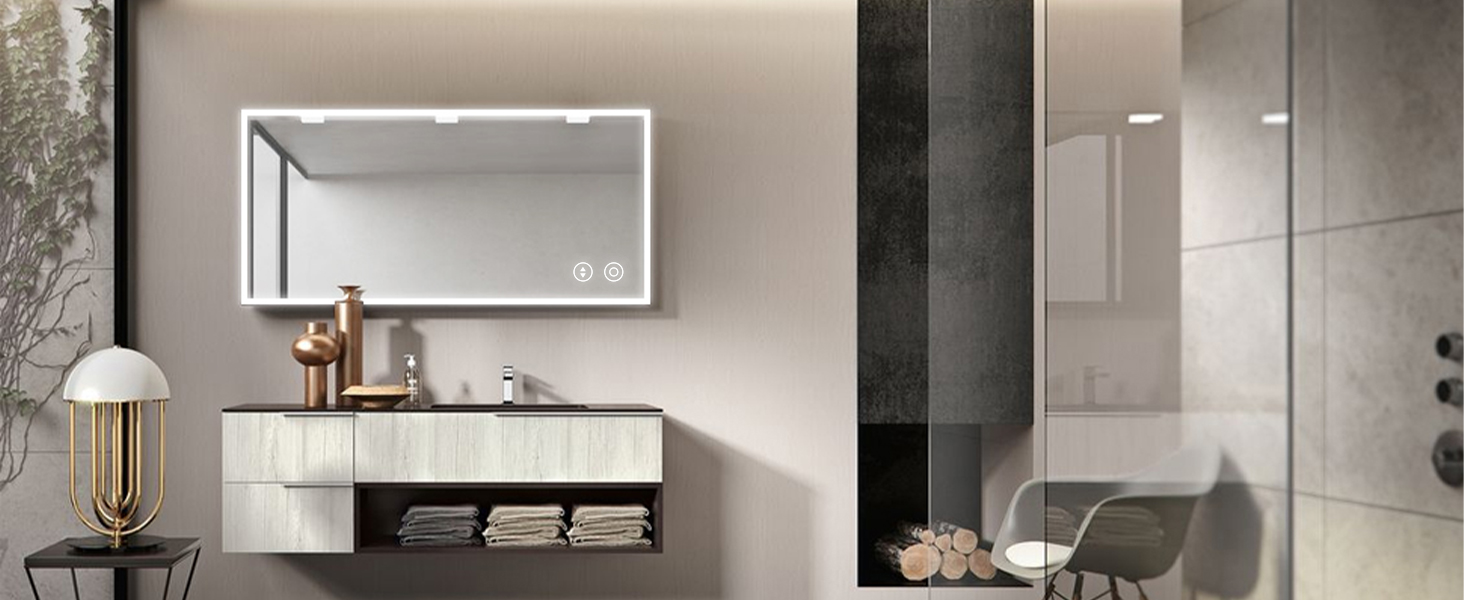 Круглий дзеркало для ванної кімнати YOLEO з підсвічуванням, 60 см, сенсорне керування, захисне скло, 3 кольори світла, регулювання яскравості, 60x60 см