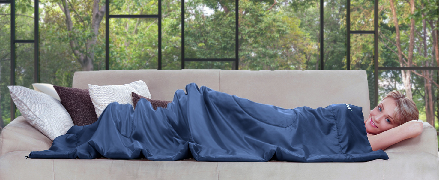 Літній спальний мішок - компактний, легкий, для кемпінгу, відпочинку на природі, дорослих, піших прогулянок, відпочинку в приміщенні, зелений