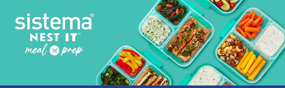 Набір контейнерів для їжі Nest IT Meal Prep | 5 шт., 1.9 л, 3 відділення, зелені