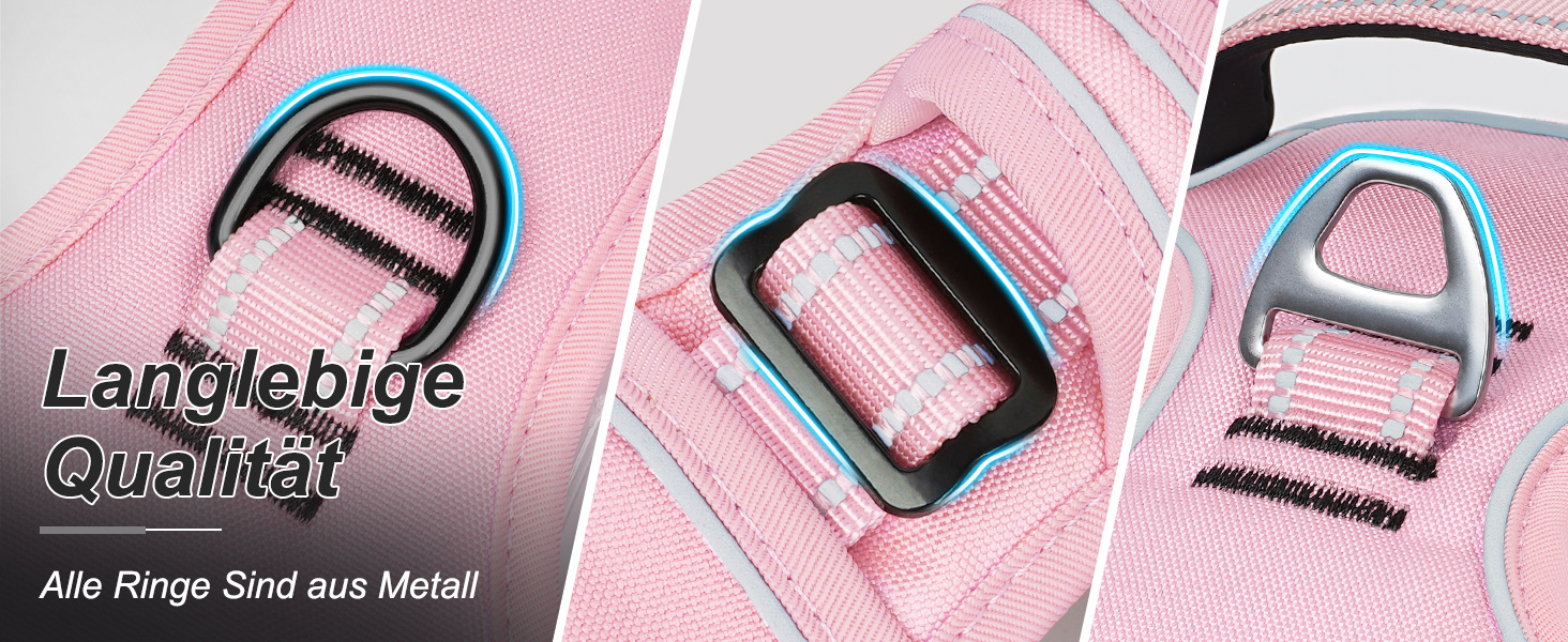 Шлейка для собак HEELE з регулюванням натягу, світловідбиваючі елементи, м'яка ручка, контроль, 2 металеві кільця, для малих, середніх та великих собак, Aree, Зелений, C-Aree Grün (XS, Uni-Pink)