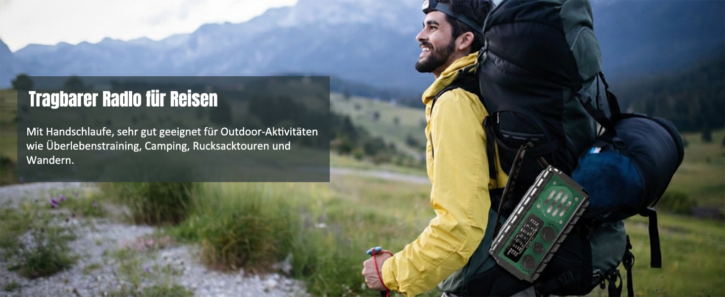 Радіо на сонячній батареї Solar Kurbelradio 20000mAh: FM/AM/SW, ліхтарик, зарядка USB, SOS-сигнал, для кемпінгу та надзвичайних ситуацій (зелене)