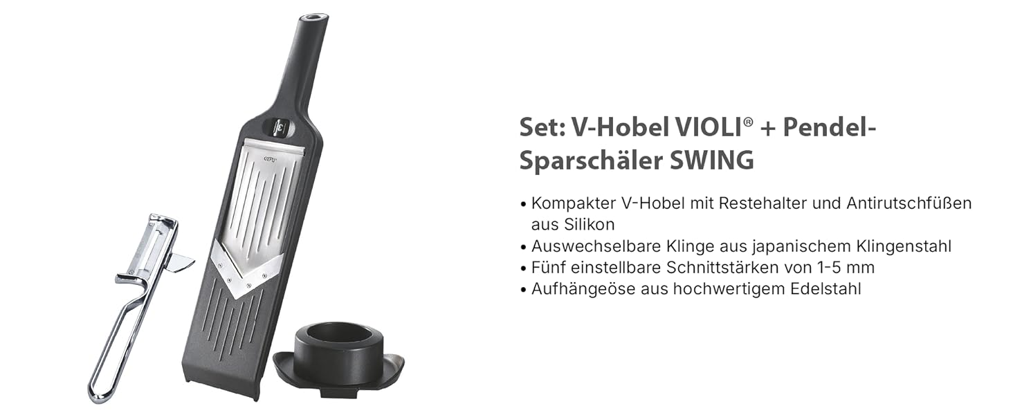 GEFU V-Hobel Julienne: ідеальний слайсер для овочів та фруктів, слайси та джулієни