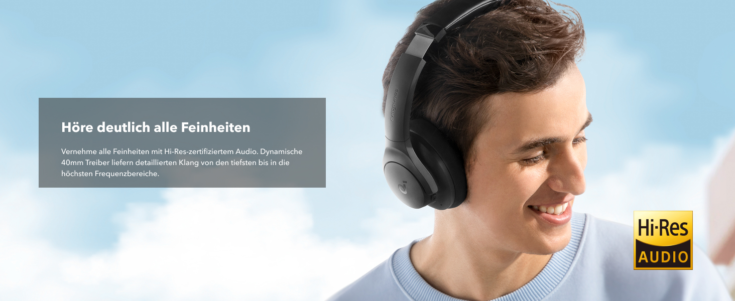 Бездротові Bluetooth-навушники Soundcore by Anker Q20i з гібридним активним шумозаглушенням (ANC), Hi-Res Audio, 40 годин роботи, керування через додаток, чорні (Відновлені)