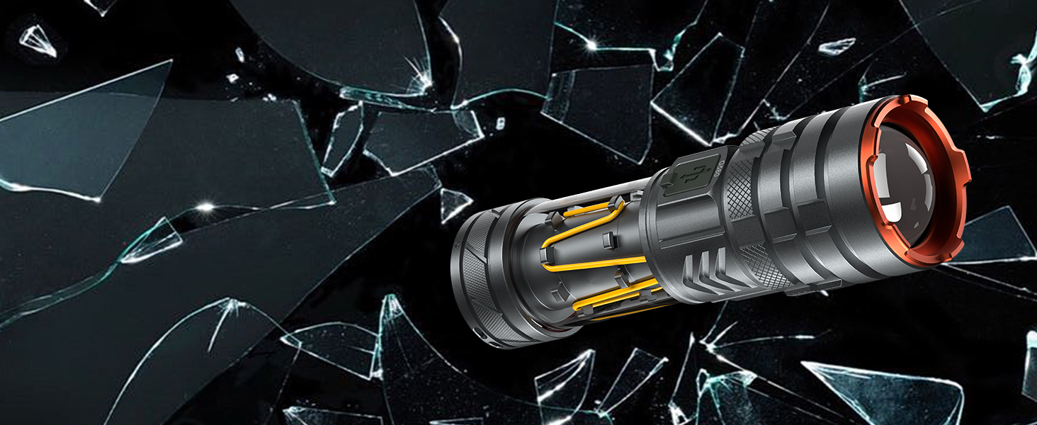 Потужний ліхтарик LED 1000000 люмен, ліхтарик з підзарядкою, кемпінгове світло, зум, 11 режимів, довга робота, водонепроникний тактичний ліхтарик для кемпінгу, відпочинку на природі, надзвичайних ситуацій (сірий)