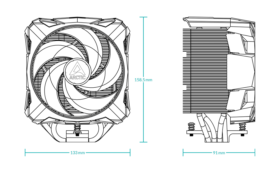Arctic Freezer i35 RGB - Повітряний кулер для CPU з RGB підсвічуванням, Intel, 120 мм вентилятор, 4 heatpipes, термопаста MX-5, чорний