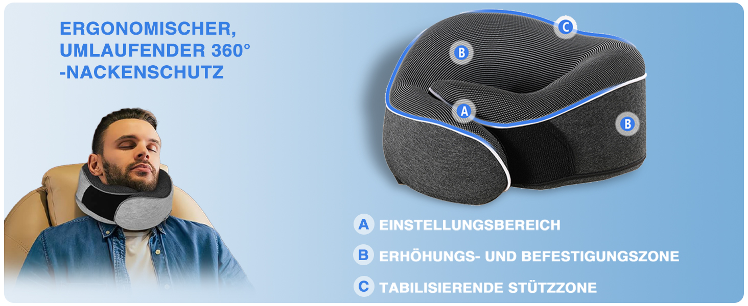 Подушка для шиї Dreamjoys Neppy для подорожей: літак, автомобіль, поїзд. Memory Foam, сіра