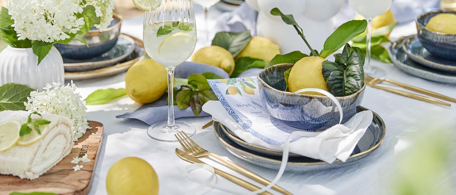 Набір посуду BUTLERS Atlantis 12 предметів: тарілки та миски | Керамічний посуд для 4 осіб | Стиль бохо, бежевий колір, для мікрохвильової печі та посудомийної машини