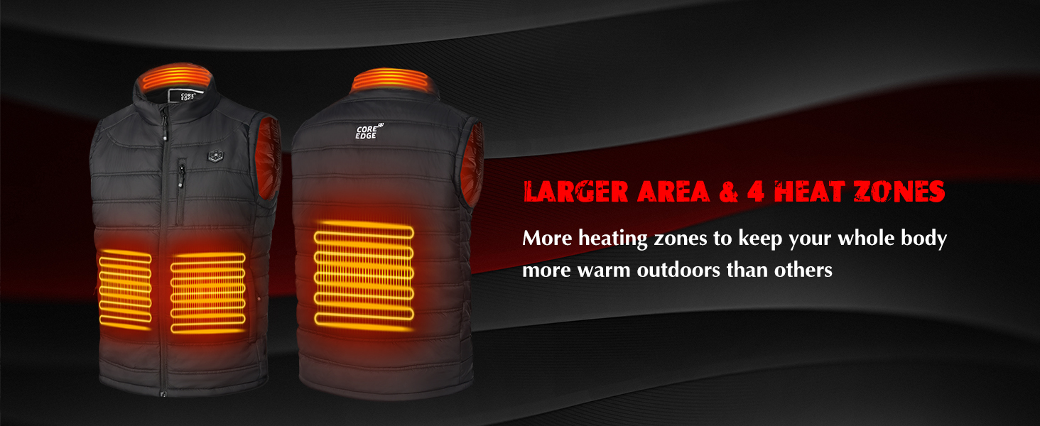 Обігріваючий жилет для чоловіків з акумулятором 10000mAh, USB, 3 режими температури, 4 зони обігріву, XL, чорний