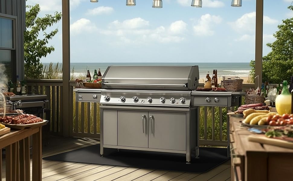 Килимок від вогню 100x150 см, захист від нагріву, антипригарний, для грилю, барбекю (газового/вугільного)