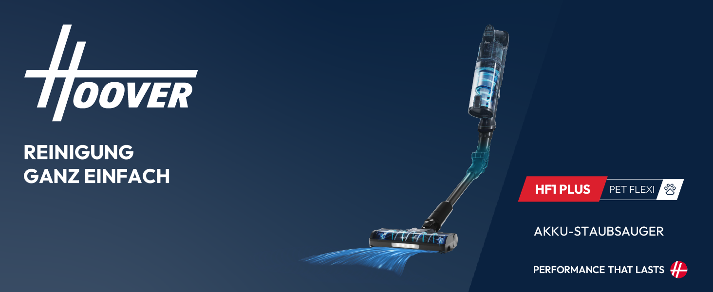 Бездротовий пилосос Hoover HF1 Plus з Anti-Hair Wrap, паркуванням та LED-підсвіткою, HEPA-фільтр 6-рівнів, для алергіків, час роботи 45 хв (для килима та твердих поверхонь)