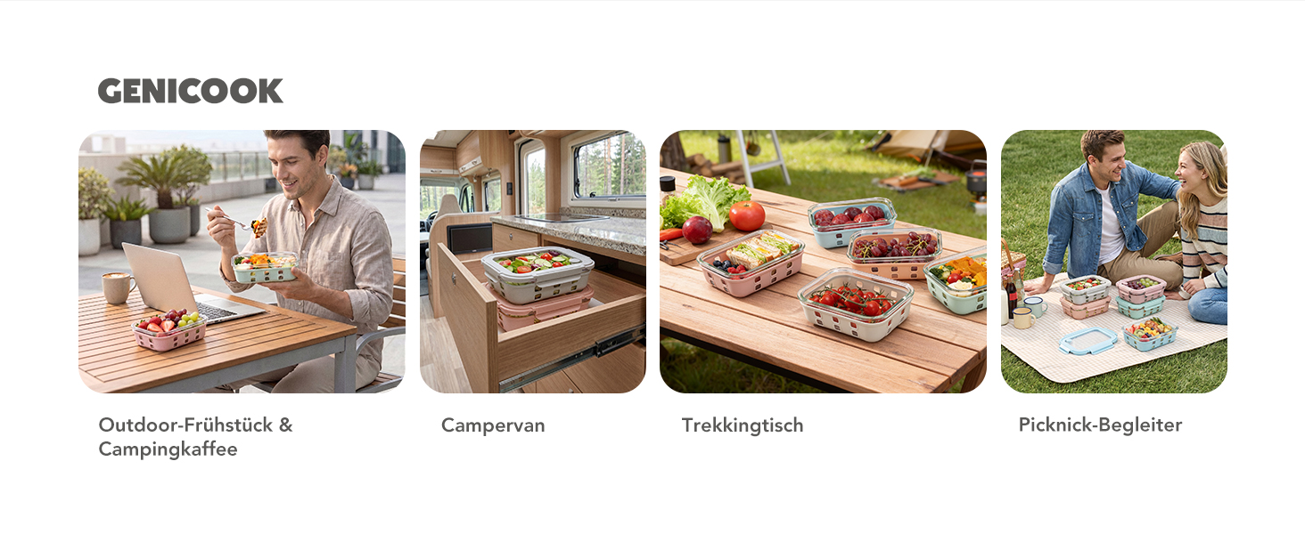 Скляні контейнери для зберігання їжі з кришками набір (meal prep) - герметичні, для мікрохвильовки, духовки, морозилки та посудомийної машини, для сім'ї, офісу, кухні, кольорові