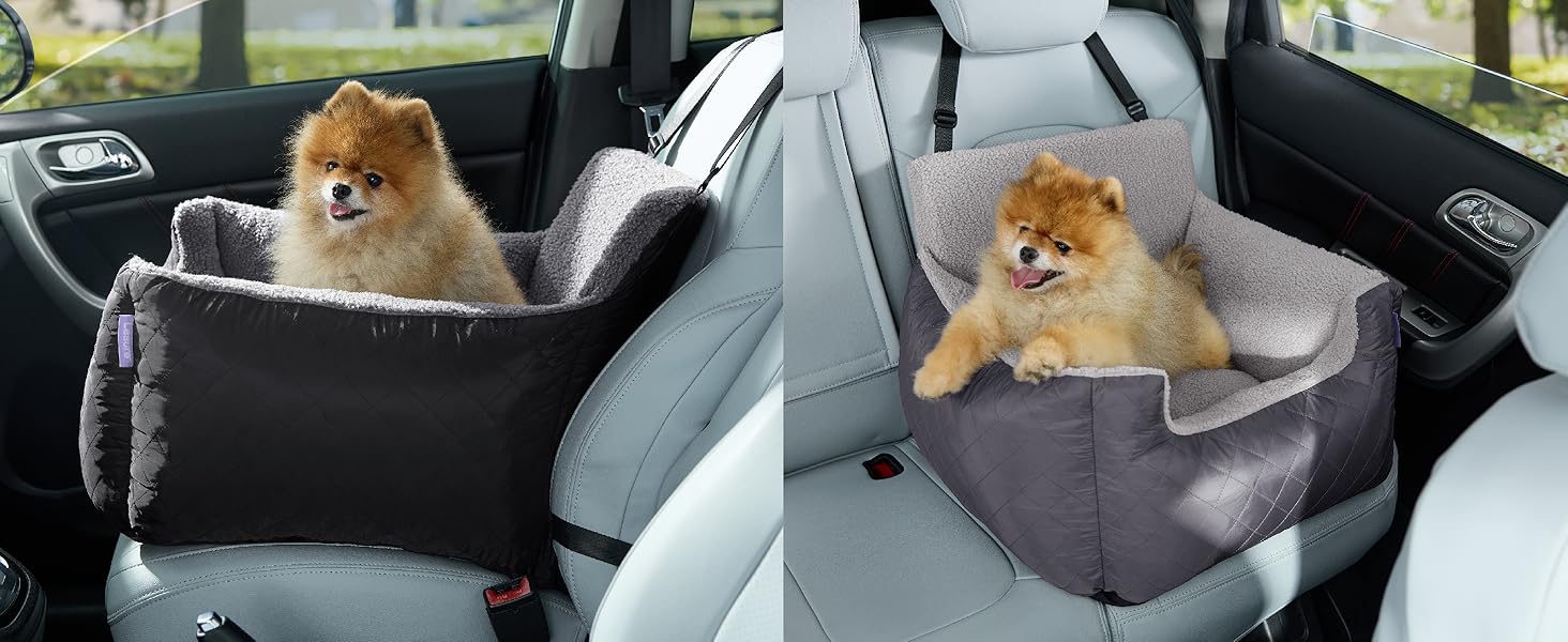 Автокрісло для собак Lesure - водовідштовхувальне, для маленьких собак, з поворотком для повідка, темно-сіре