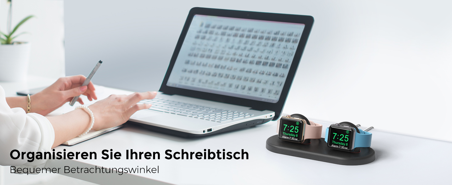 Стійка для зарядки 2 Apple Watch AHASTYLE, чорна. Сумісна з Ultra 3, Ultra 2, Ultra, SE3, SE2, SE, Series 11, 10, 9, 8, 7, 6, 5, 4, 3, 2, 1 (49/46/45/44/42/41/40/38mm). Без зарядного пристрою.