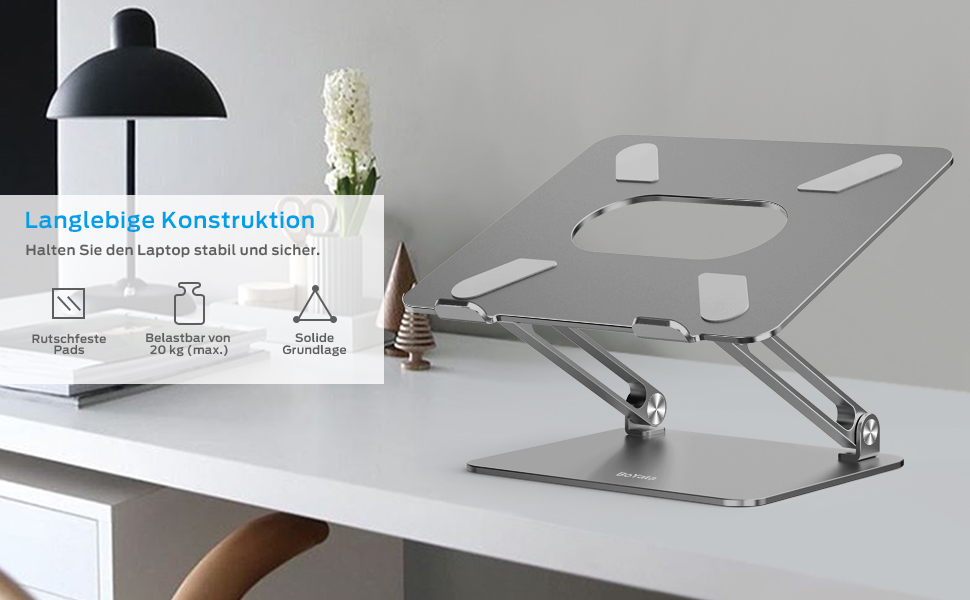 Adjustable Aluminum Laptop Stand - Ventilated Laptop Holder for 10-17 Inch Laptops - Compatible with MacBook, Dell, HP, Samsung, Acer