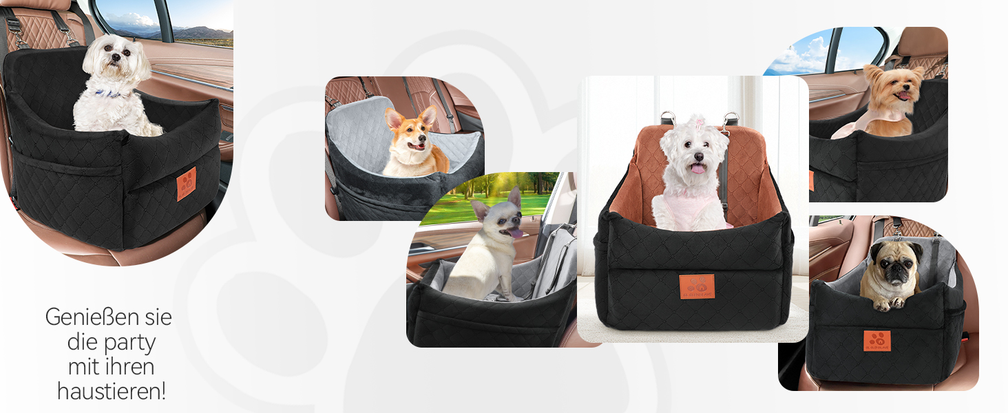 Автокрісло для собак GL GLENSLAVE: комфортне та безпечне автокрісло для маленьких та середніх собак (до 16 кг), чорний/коричневий колір, знімний та миючий чохол