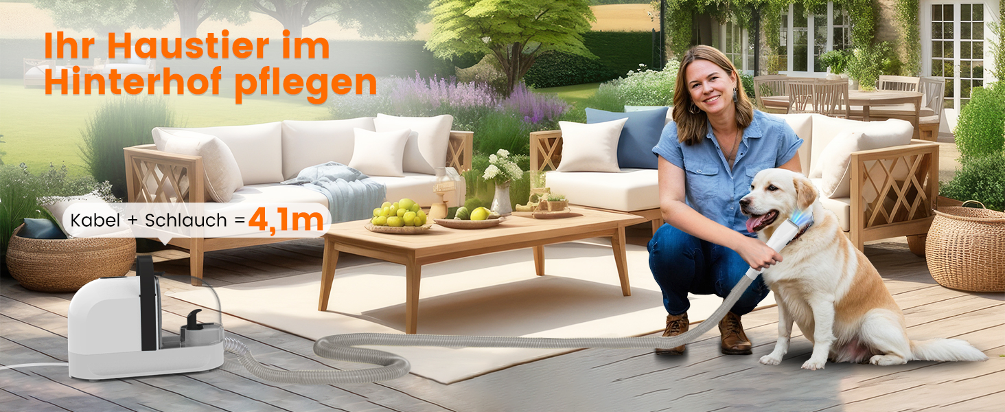 Машина для стрижки собак AIRROBO PG10 з пилососом 12000 Pa, щітка для собак, видалення шерсті для собак і котів, тиха машинка для стрижки з набором інструментів, чорний контейнер 1.4L