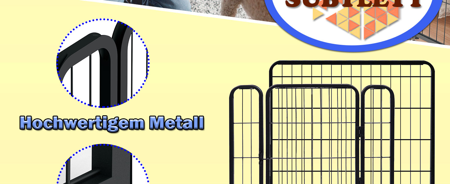 Набір вольєрів для собак SUBTLETY (6 шт.) з дверима та ґрунтовими анкерами. Freilaufgehege, загородження для собак, вольєр для цуценят, портативний вольєр для тварин, для саду та кемпінгу. Стійкий до погодних умов.