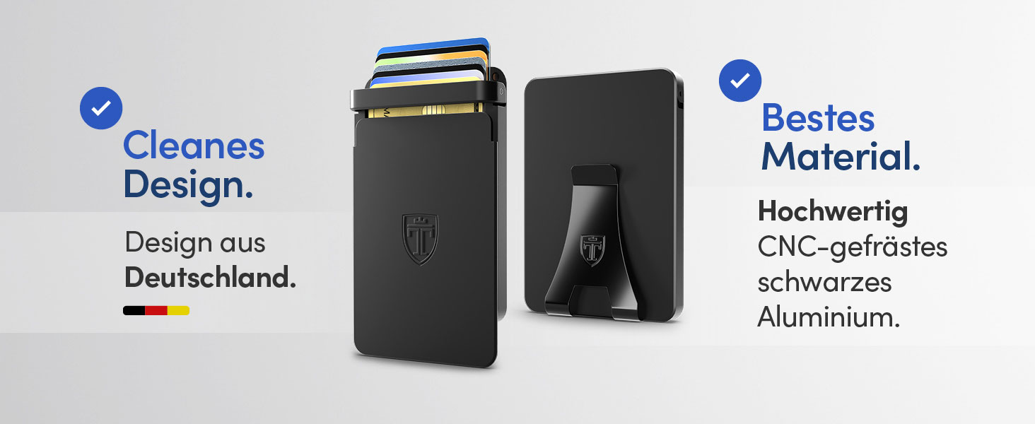 TRAVANDO SLYDE: Тонке шкіряне картхолдер з RFID захистом для чоловіків - 6 карт, картхолдер-портмоне (Чорний)