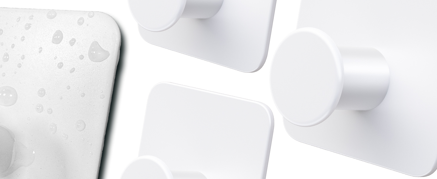 Набір гачків для рушників 4smile (6 шт.) без свердління, білий - самоклеючі гачки для ванної кімнати, сучасний дизайн