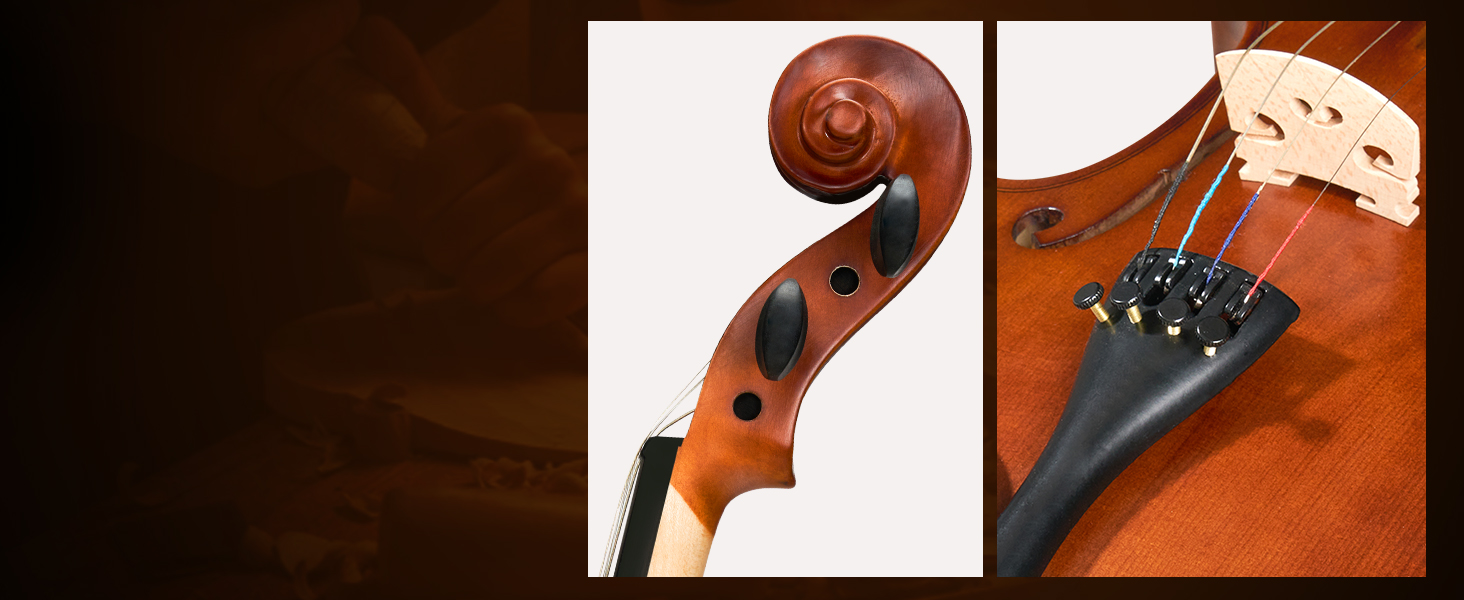 Скрипка Vangoa 4/4 з масиву дерева, набір для початківців, акустична, з кейсом, підставкою, смолою, струнами, інструкцією, демпфером, наклейками для нот, для дорослих, дітей та підлітків