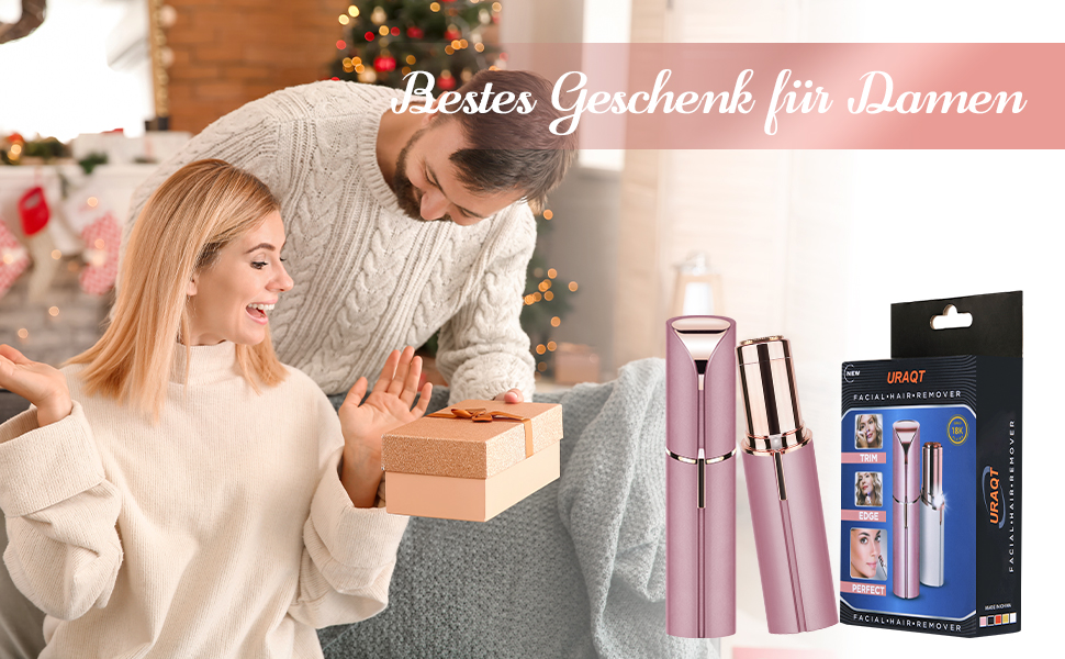 Електричний прилад для видалення волосся з обличчя URAQT для жінок, USB, безболісний епілятор, тример для обличчя, тіла, губ, підборіддя, з LED-підсвічуванням, рожеве золото