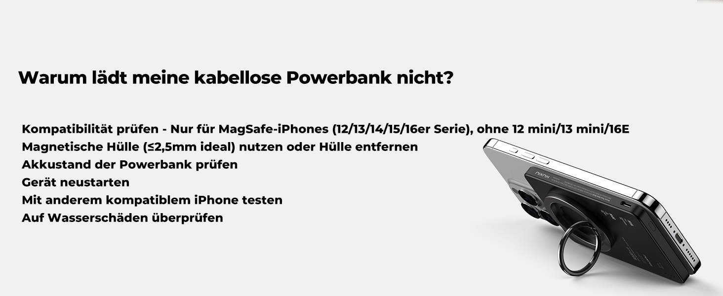 Power Bank KU XIU Magsafe 5000mAh: Тонкий, з підтримкою MagSafe, PD 20W, з кільцем-тримачем, чорний