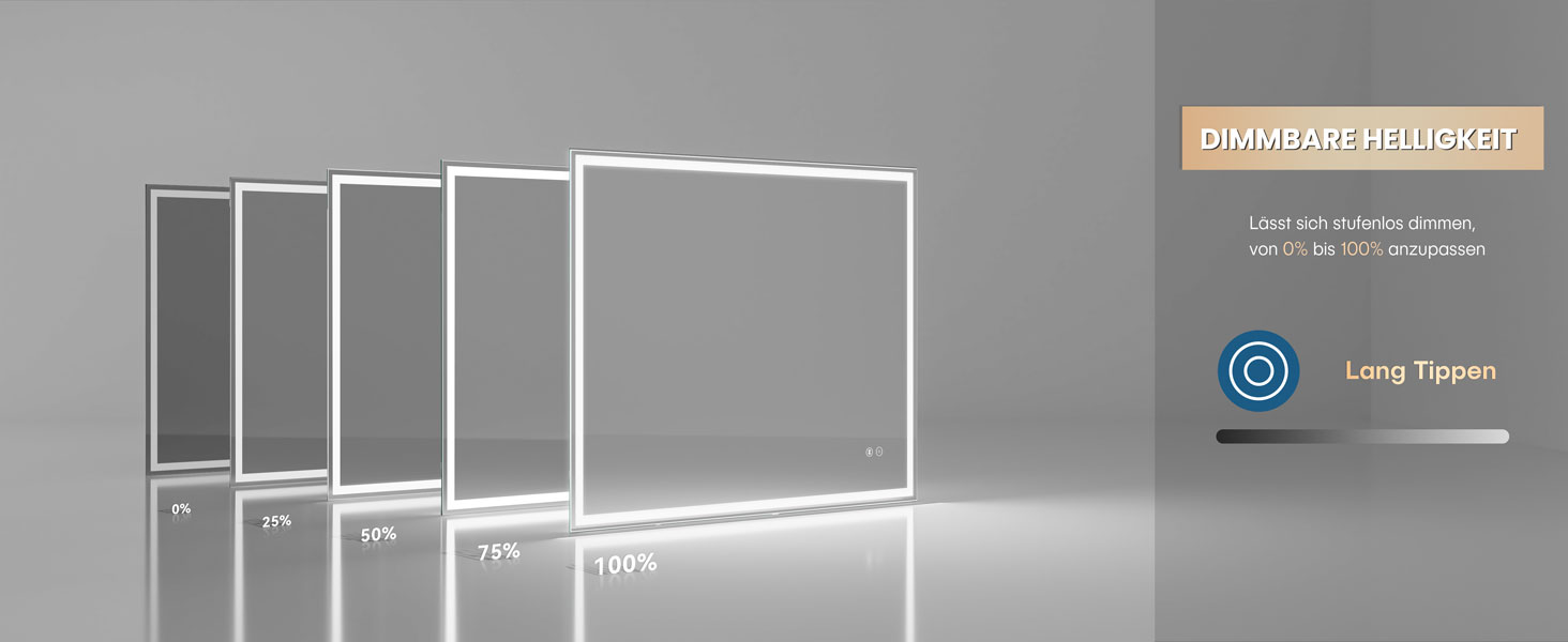 Дзеркало для ванної кімнати з LED-підсвічуванням Dripex, 50x70 см, сенсорне управління, протитуманне покриття, Bluetooth, розетка, 3 кольори світла