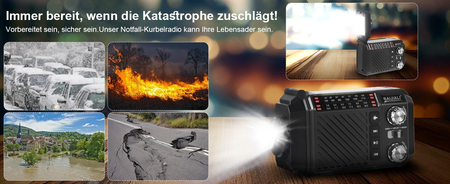 Радіо-приймач Kurbelradio з сонячною панеллю, Powerbank 2600mAh, AM/FM/SW, LED-ліхтарик та SOS-сигналом для екстрених ситуацій (Оранжевий)