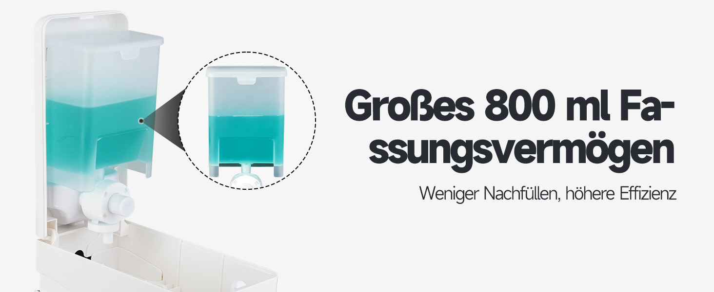 Anydry Ручний дозатор для мила на стіну, 800 мл, з вікном, для дому та бізнесу, білий