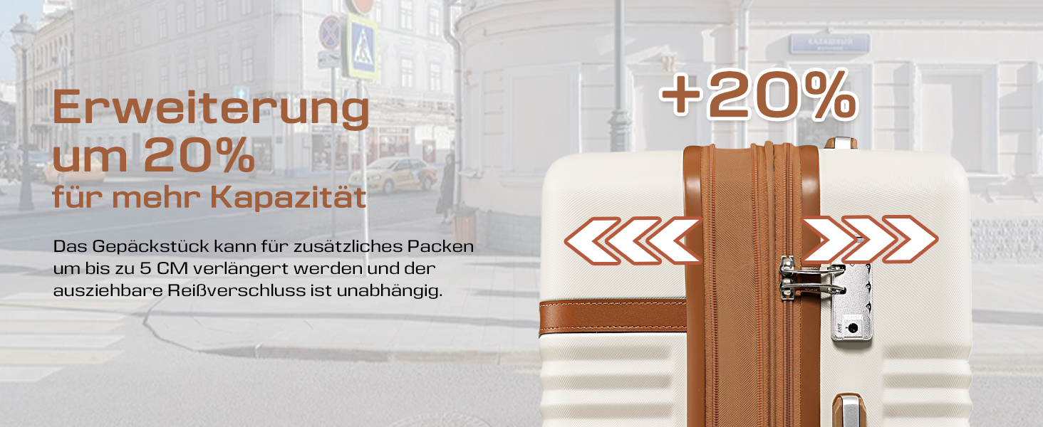 Набір валіз Joyway з ABS пластику, розширюваний, 3 шт. (55 см), з TSA замком та розширюваним об'ємом. Включає: валізу, сумочку, кулькову сумку. Білий колір.