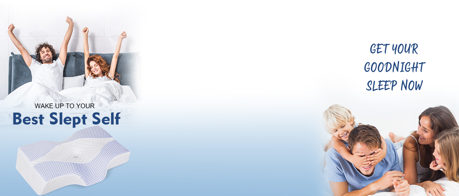 Подушка Hydomi з піною з пам'яті для шиї та плечей, ортопедична подушка для сну, регульована ергономічна подушка для сну на боці, спині та животі - порожниста конструкція, сіра та біла (03-блакитно-біла)