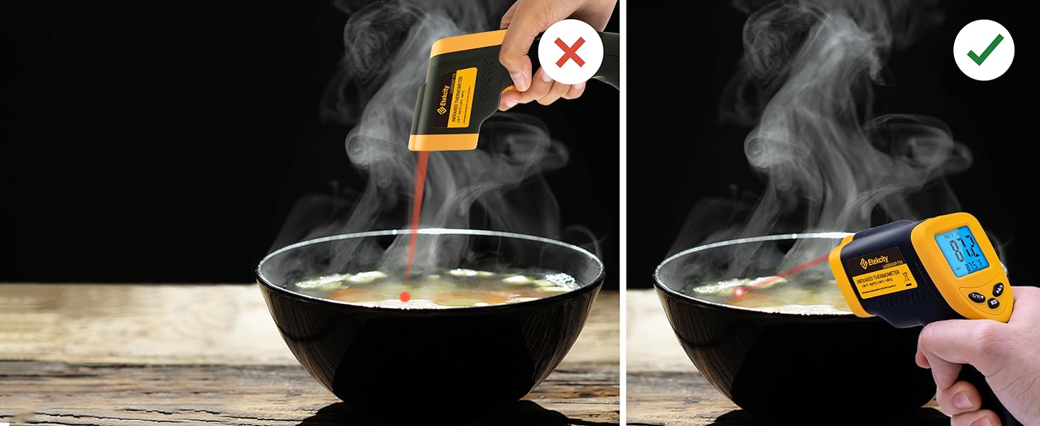 Інфрачервоний термометр Etekcity -50°C до +450°C (лазерний, цифровий) для кухні, піци, гриля, випічки. Не для вимірювання температури тіла. Жовто-чорний