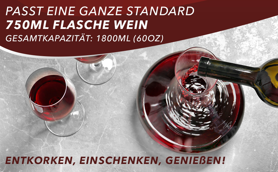 Le Chateau Decanter - Mouth-blown, lead-free crystal wine decanter - Wine decanter for aerating red wine - Wine accessory for a bottle of wine (750 ml)