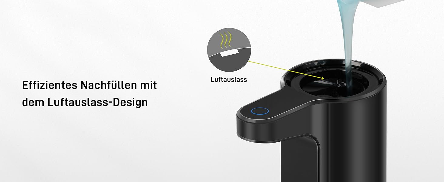 Automatic Soap Dispenser with Window - Infrared Sensor, 250ml, USB Rechargeable, Waterproof, Adjustable Dosage, Drip-Free, for Kitchen & Bathroom - Matte Black